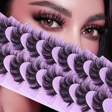 Mink Lashes Fluffy False Eyelashes Natural Look 16MM Fluffy Wispy Volume CC Curl Lashes 9 Pairs by Yawamica Black