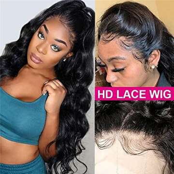 Beauty Forever 5x5 HD Lace Closure Wig Body Wave Human Hair Wigs for Women Brazilian Unprocessed Virgin Human Hair 5x5 Transparent Lace Front Wig Pre Plucked with Baby Hair 180% Density 16 Inch