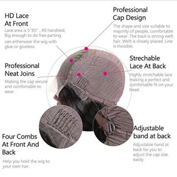 Beauty Forever 5x5 HD Lace Closure Wig Body Wave Human Hair Wigs for Women Brazilian Unprocessed Virgin Human Hair 5x5 Transparent Lace Front Wig Pre Plucked with Baby Hair 180% Density 16 Inch