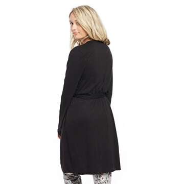 Motherhood Maternity Women's Maternity Tie Front Nursing Robe with Lace Trim Sleeve, Black, Small/Me...