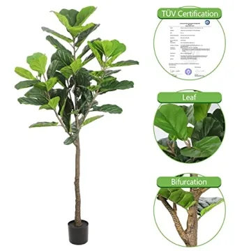 Realead Faux Fiddle Leaf Fig Tree 6 Feet - Lifelike Decor