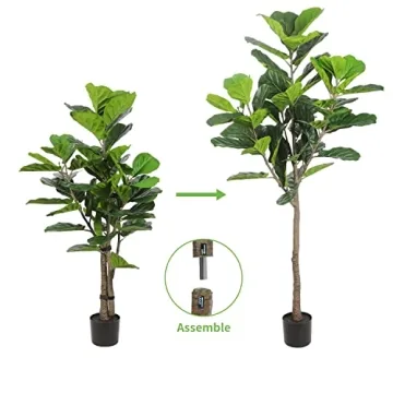 Realead Faux Fiddle Leaf Fig Tree 6 Feet - Lifelike Decor
