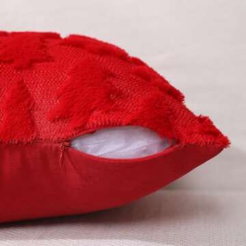 DFXSZ Christmas Tree Pillow Covers 18x18 inch Set of 2 Christmas Decoration Red Soft Plush Faux Fur Jacquard Throw Pillows for Bedroom Sofa Holiday Festivals Winter Home Decor PTK006B18