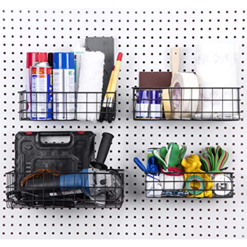 Durable Pegboard Baskets Set of 4 - Organize Your Space Now!