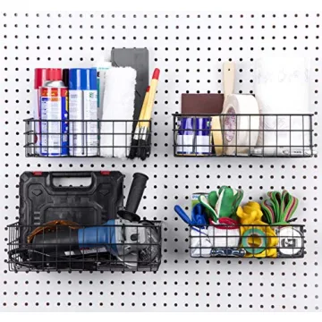 Durable Pegboard Baskets Set of 4 - Organize Your Space Now!