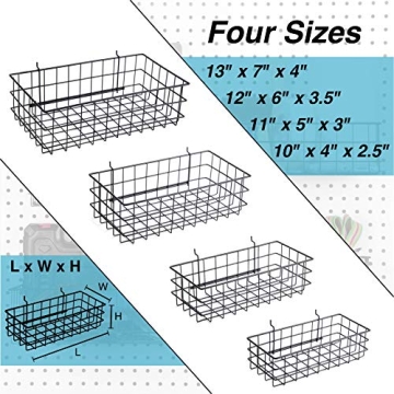 Durable Pegboard Baskets Set of 4 - Organize Your Space Now!