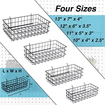 Durable Pegboard Baskets Set of 4 - Organize Your Space Now!