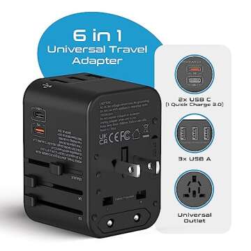 Ceptics World International Travel Plug Adapter - Powerful 33.5W with Pd & QC 3.0 Dual USB-C Power -...