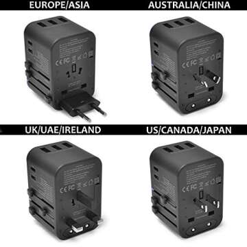 Ceptics World International Travel Plug Adapter with USB Ports