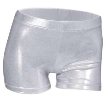 ZIZI Baby Girls' Sparkle Dance Tumbling Athletic Gymnastics Silver Short 4T, 100CM(3-4Years)