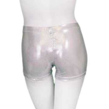 ZIZI Baby Girls' Sparkle Dance Tumbling Athletic Gymnastics Silver Short 4T, 100CM(3-4Years)