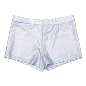ZIZI Baby Girls' Sparkle Dance Tumbling Athletic Gymnastics Silver Short 4T, 100CM(3-4Years)