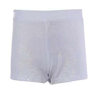ZIZI Baby Girls' Sparkle Dance Tumbling Athletic Gymnastics Silver Short 4T, 100CM(3-4Years)