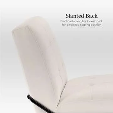 eLuxurySupply Armless Accent Chair - Upholstered Modern Living Room Chair with Metal Frame and Elegant Pintucking - Premium, Comfortable High Density Foam Cushion - Easy Assembly - Cream Velvet