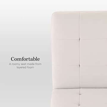 eLuxurySupply Armless Accent Chair - Upholstered Modern Living Room Chair with Metal Frame and Elegant Pintucking - Premium, Comfortable High Density Foam Cushion - Easy Assembly - Cream Velvet