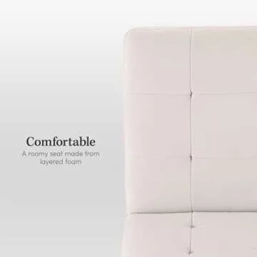 eLuxurySupply Armless Accent Chair - Upholstered Modern Living Room Chair with Metal Frame and Elegant Pintucking - Premium, Comfortable High Density Foam Cushion - Easy Assembly - Cream Velvet