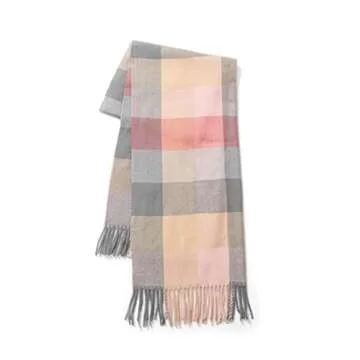 Villand Women's Wool Scarf - Cashmere Feel Winter Warm Checked Scarves for Women, Large Soft Thick Shawls and Wraps with Gift Box (Lilac Check)