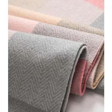 Villand Women's Wool Scarf - Cashmere Feel Winter Warm Checked Scarves for Women, Large Soft Thick Shawls and Wraps with Gift Box (Lilac Check)