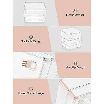 SMARTAKE 37-Piece Drawer Organizer with Non-Slip Silicone Pads, 4-Size Desk Drawer Organizer Trays Storage Tray for Makeup, Jewelries, Utensils in Bedroom Dresser, Office and Kitchen (Clear)