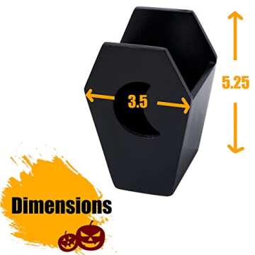 IRISVITA Small Coffin Pen Holder for Desk (Redesigned), Spooky Makeup Brush Holder, Gothic Decor for Home, Black Pencil Holder for Desk, Goth Room Decor, Mini Goth Vanity Organizer