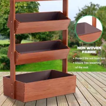 DoCred Vertical Wooden Raised Garden Bed, 5 Tier Garden Planters Freestanding Wood Plant Stand Flower Rack Wooden Planter Box for Plants Herbs Flowers Vegetables Outdoor Indoor Gardening