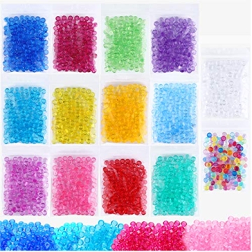Fishbowl Beads Slime Kit: 14 Pack Vase Filler, 0.28-inch Plastic Balls for Crunchy DIY Arts & Crafts Decoration in Clear, Blue, and Colored Varieties.