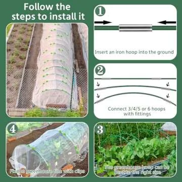 Rose Manor 60 Pcs Garden Hoops for Raised Beds, 12 Set Rust-Free Fiberglass Garden Hoops Frame for Netting Shade Cloth Row Cover Garden, DIY Plant Support Garden Stakes - Greenhouse Hoops Grow Tunnel