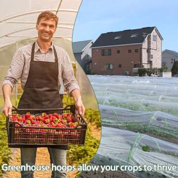 Rose Manor 60 Pcs Garden Hoops for Raised Beds, 12 Set Rust-Free Fiberglass Garden Hoops Frame for Netting Shade Cloth Row Cover Garden, DIY Plant Support Garden Stakes - Greenhouse Hoops Grow Tunnel