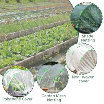 Rose Manor 60 Pcs Garden Hoops for Raised Beds, 12 Set Rust-Free Fiberglass Garden Hoops Frame for Netting Shade Cloth Row Cover Garden, DIY Plant Support Garden Stakes - Greenhouse Hoops Grow Tunnel