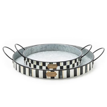 MACKENZIE-CHILDS Galvanized Metal Serving Trays with Handles, Set of 2, Spectator