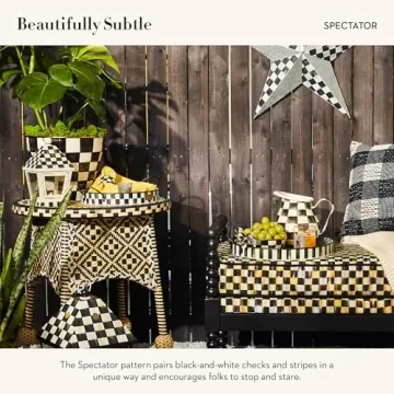 MACKENZIE-CHILDS Galvanized Metal Serving Trays with Handles, Set of 2, Spectator