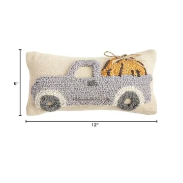Mud Pie Fall Mini Hooked Pillow, 1 Count (Pack of 1), Truck