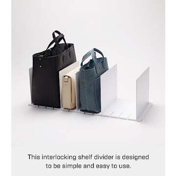 YAMAZAKI home 4956 Purse Organizer/Bag Divider for Closet Shelf, One Size, White