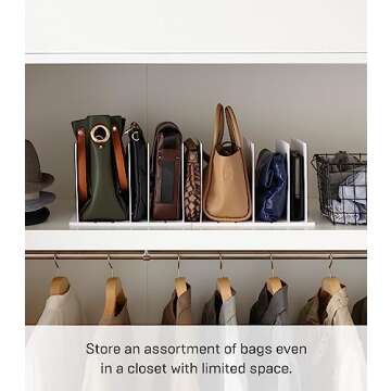 YAMAZAKI home 4956 Purse Organizer/Bag Divider for Closet Shelf, One Size, White