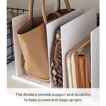YAMAZAKI home 4956 Purse Organizer/Bag Divider for Closet Shelf, One Size, White