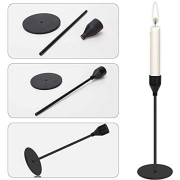 H-Tesco Set of 3 Matte Black Candle Holders for Taper Candles, Modern Decorative Candlestick Holder for Table, Centerpiece for Wedding, Dinning, Party, Fits Thick&Led Candles