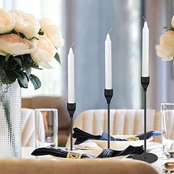 H-Tesco Set of 3 Matte Black Candle Holders for Taper Candles, Modern Decorative Candlestick Holder for Table, Centerpiece for Wedding, Dinning, Party, Fits Thick&Led Candles