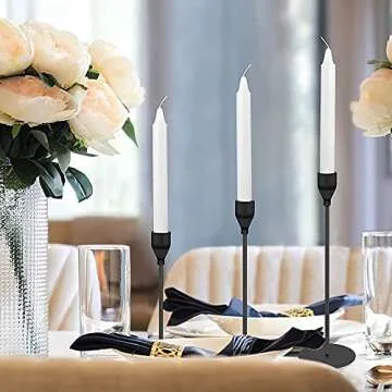 Stylish H-Tesco Set of 3 Black Candle Holders for Decor