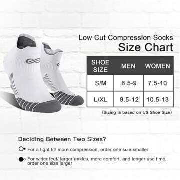 Low Cut Compression Socks for Men and Women(6 Pairs), No Show Ankle Running Cycling Socks with Arch ...