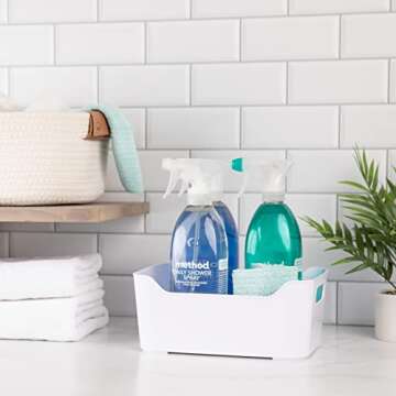 bHome Plastic Storage Bins For Kitchen Organization, Pantry Organization and Storage, Closet Organizers & Storage Containers - Baskets for Organizing Cabinets, Freezer, & Fridge Organizer Bin Set of 2