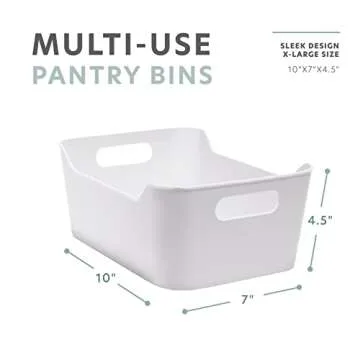 bHome Plastic Storage Bins For Kitchen Organization, Pantry Organization and Storage, Closet Organizers & Storage Containers - Baskets for Organizing Cabinets, Freezer, & Fridge Organizer Bin Set of 2