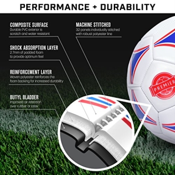 GoSports Premier Soccer Ball with Pump for Young Athletes