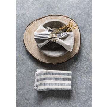 Creative Co-Op Taupe, Black & Cream Striped Cotton Woven Napkins (Set of 4 Pieces)