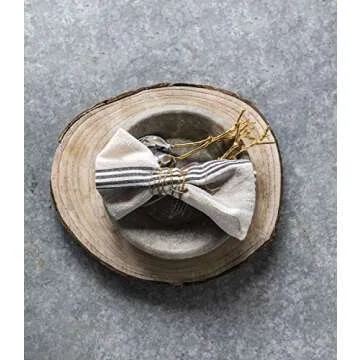 Creative Co-Op Taupe, Black & Cream Striped Cotton Woven Napkins (Set of 4 Pieces)