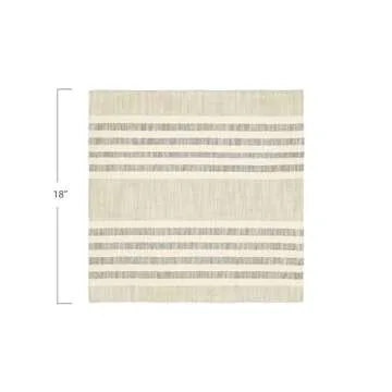 Creative Co-Op Taupe, Black & Cream Striped Cotton Woven Napkins (Set of 4 Pieces)