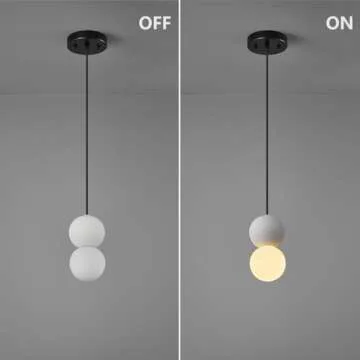 ADCTHOME Modern 1-Light Concrete Pendant Light Kitchen Islandceiling Light Fixture White Glass Globe Ball Pendant Lighting for Dining Room Coffee Club Resturant Bar Living Room(3-Pack)