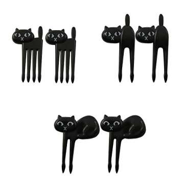 NX Garden 12pcs Cat Fruit Forks Bento Lunches Toothpick Mini Cartoon Snack Cake Dessert Food Fork Pa...