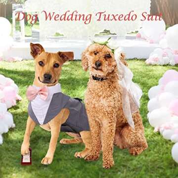 Dog Tuxedo Suit and Bandana Set,Small Medium Large Breeds Dog Wedding Attire Party,Gentle Pet Prince...