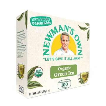 Newman's Own Organic Green Tea with 100 Individually Wrapped Tea Bags Per Box (Pack of 2) USDA Certified Contains Caffeine Brew Hot