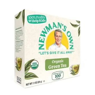 Newman's Own Organic Green Tea with 100 Individually Wrapped Tea Bags Per Box (Pack of 2) USDA Certified Contains Caffeine Brew Hot
